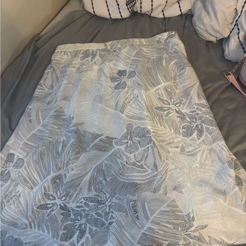 Alfred Dunner Blue and White Floral A-Line Skirt